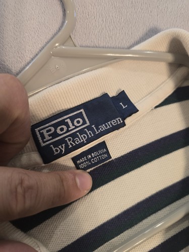 Polo Ralph Lauren Rugby Shirt Large, Long Sleeve, 90s/Y2k Vintage White Striped by Ralph Lauren, Size L, $28 - Photo 6