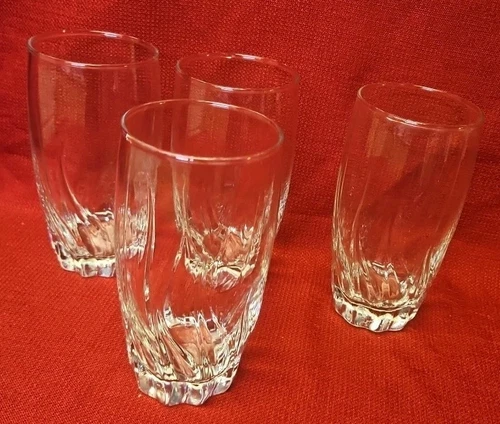 4 Anchor Hocking CENTRAL PARK Clear Swirl twist Drinking Glass Kitsch