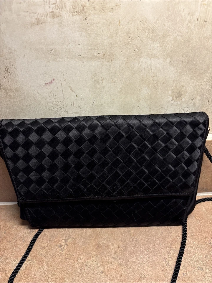 Bolso de mano vintage clásico negro a cuadros de Whiting & Davis de noche Foto 2 de 4