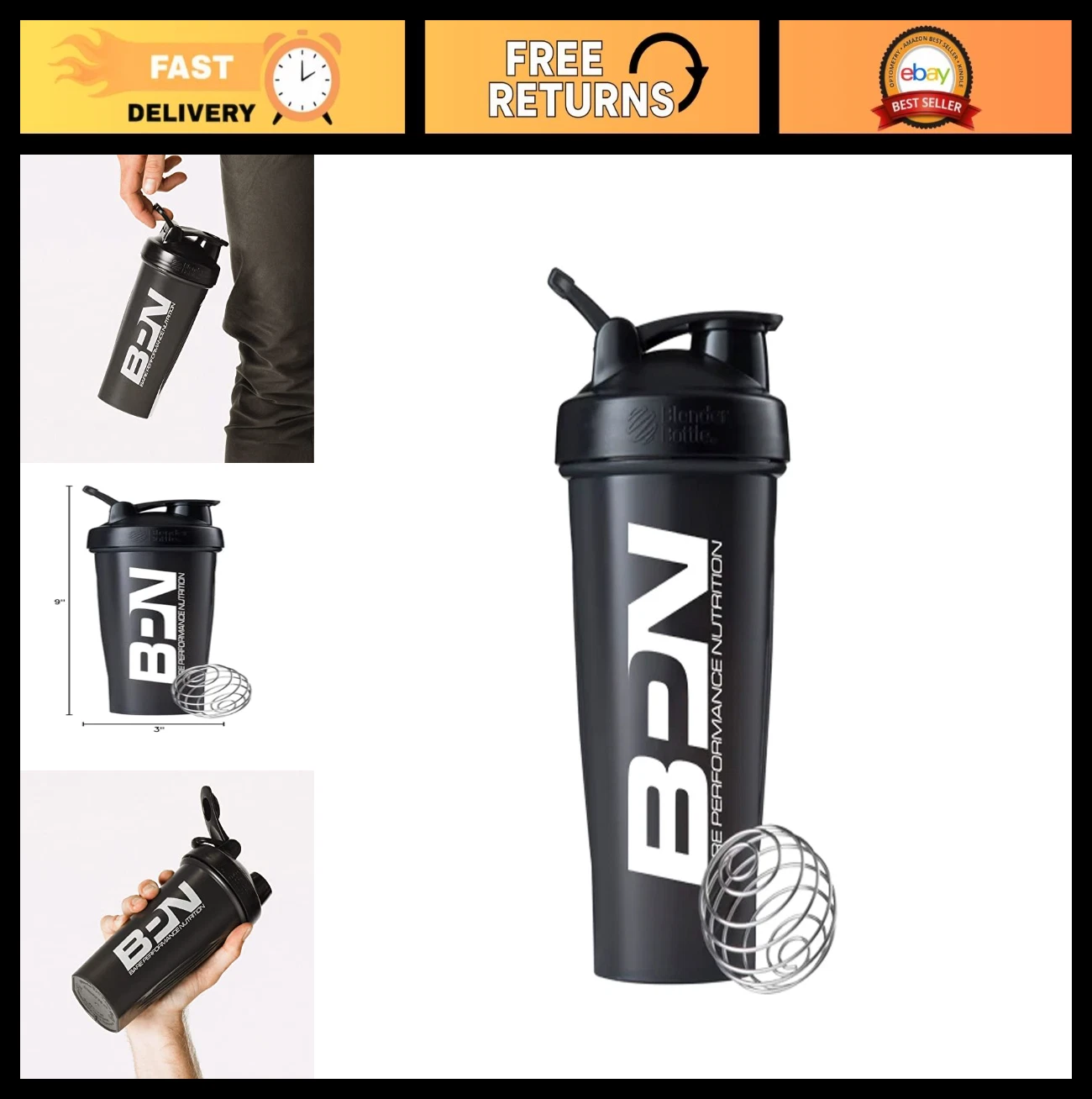 28 oz Shaker Bottle with Wire Whisk - Blender Bottle for Smoothies & Protein Mix
