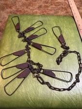 Vintage fishing Metal Fish Stringer 9 Snap Copper Snaps With Chain