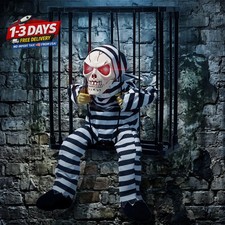 Halloween Decorations Outdoor Caged Skeleton Prisoner, Halloween Decor