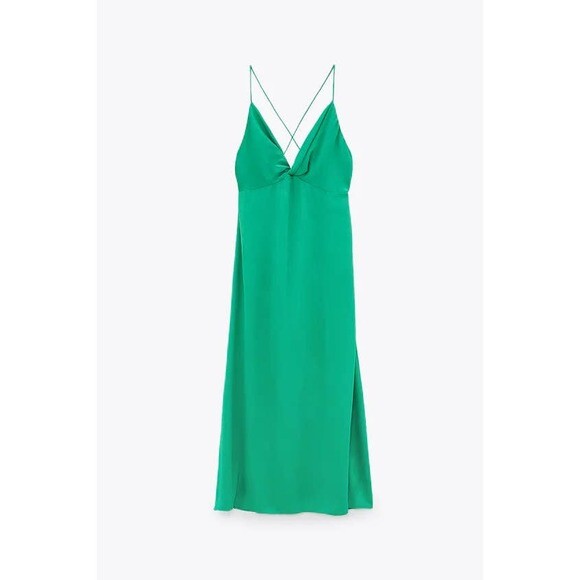 green emerald velvet dress Zara Green Mini Dress