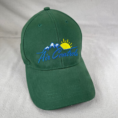 Air Control Hat Mens One Size Green Strapback Cap Embroidered Mountains Sun