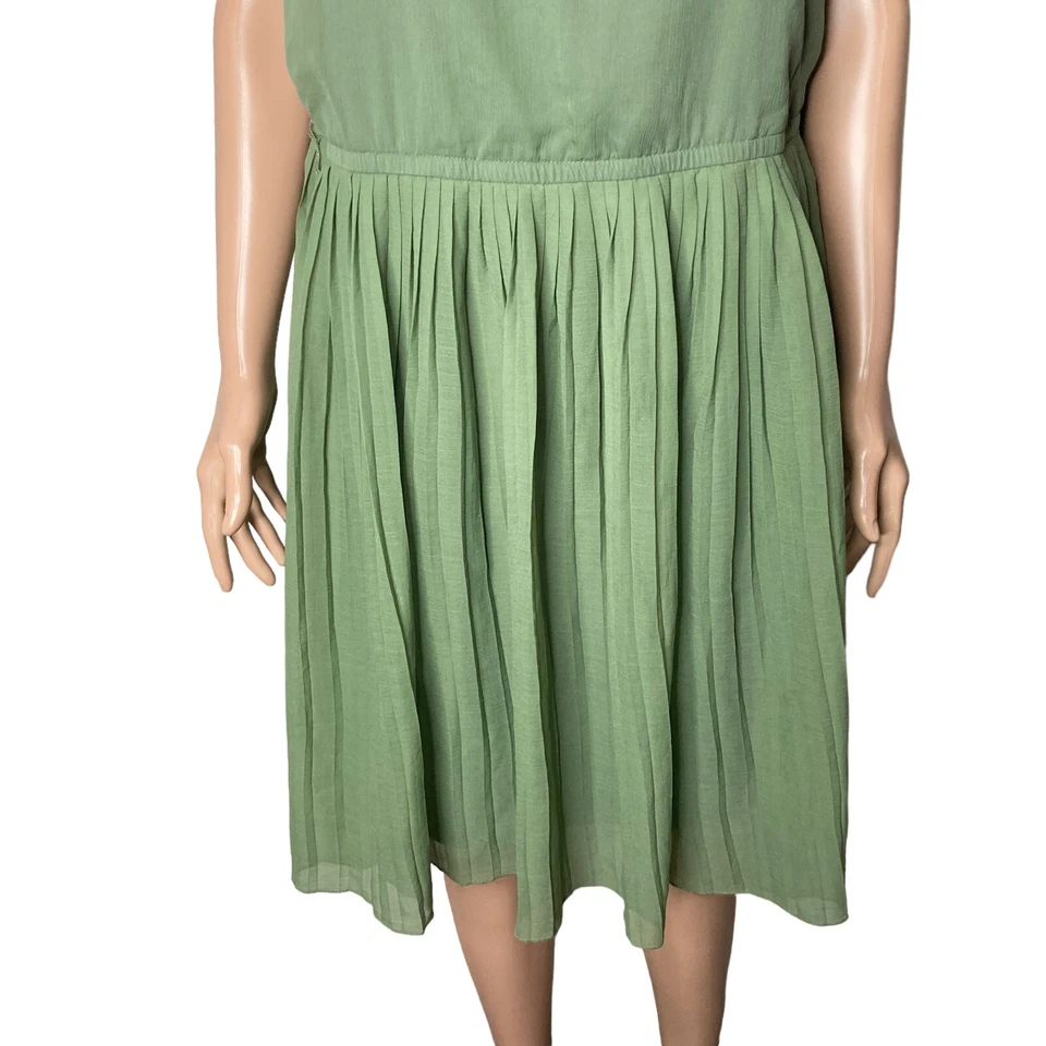 Vintage Esprit Dress Womens Size 12 Green Pleated - Image 3 of 4