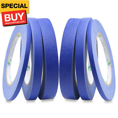 6Pack Blue Painters Masking Tape, 1/4  1/2  3/4  X 60yds Multi Size Painting Pap