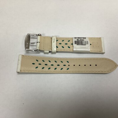 ZRC Bracelet de Montre 20MM - Cuir Veau Fait Main Grain Alligator Blanc