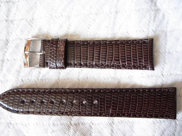 Bracelet en lézard véritable marron foncé 22 mm de qualité française