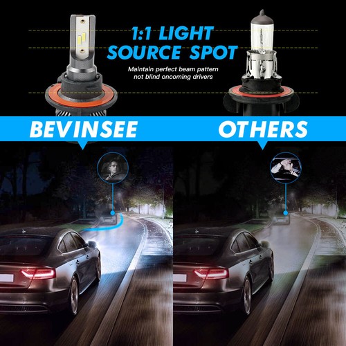 Bevinsee 2x H13 9008 LED CSP Headlight Bulbs White Hi/Low Beam 50W 12V For Car - Picture 4 of 10