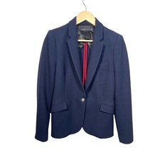 Zara Kate Navy Blazer structured textured waffle gold button blazer sz L