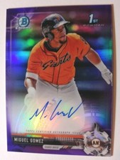 2017 BOWMAN CHROME 1ST BOWMAN PURPLE REFRACTOR AUTO MIGUEL GOMEZ 134/250 (K) 
