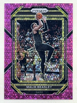 Malik Beasley 2022-23 Panini Prizm Pink Fast Break Prizm /50 #60 NBA Jazz Card