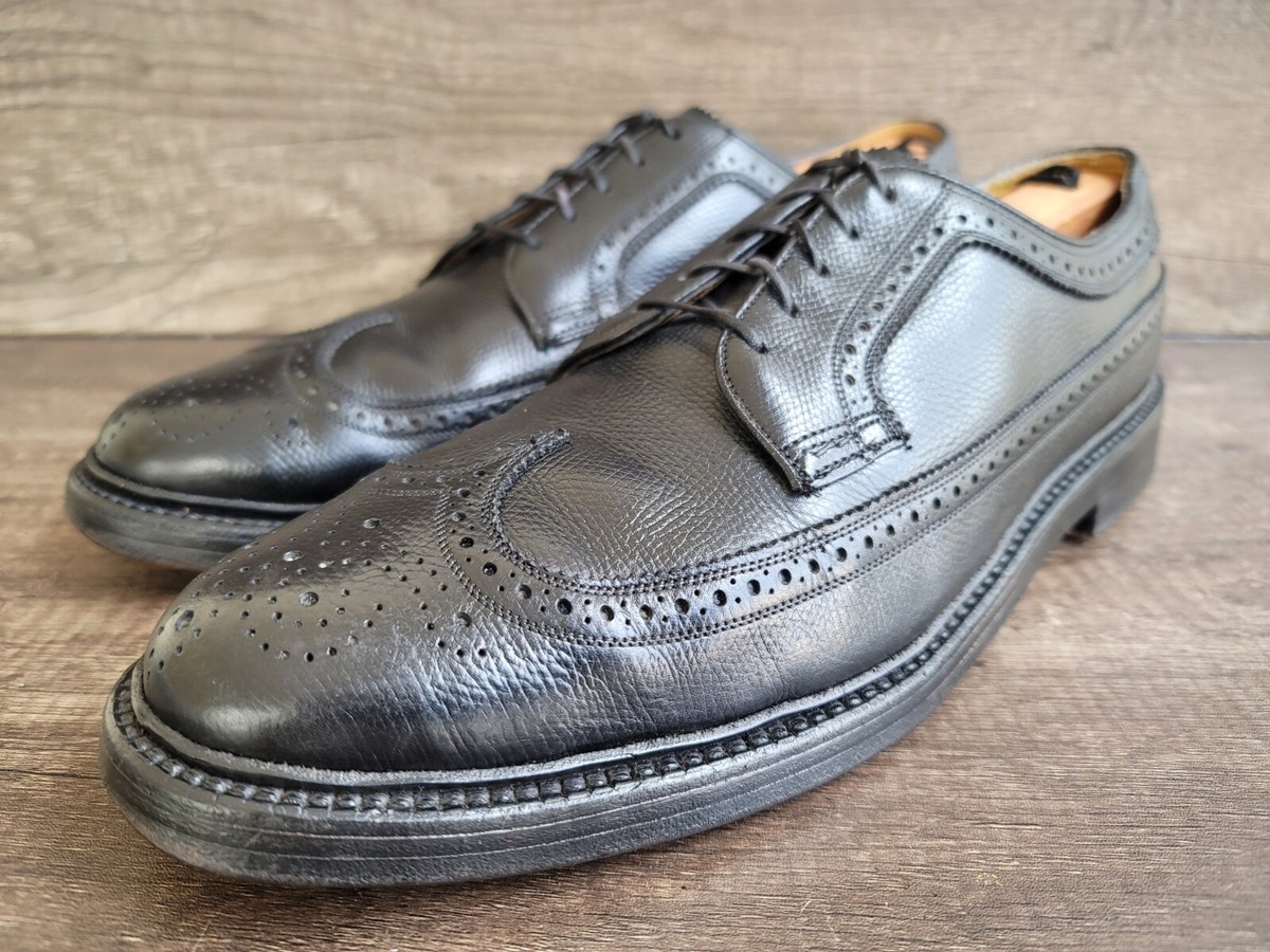 Florsheim Imperial Vtg V Cleat Longwing Black Leather Men's Shoes