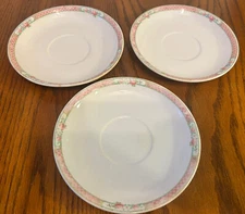 K.T. & K. Saucers - 1920s Pink Floral Design With Gold Gilding - Set Of 3