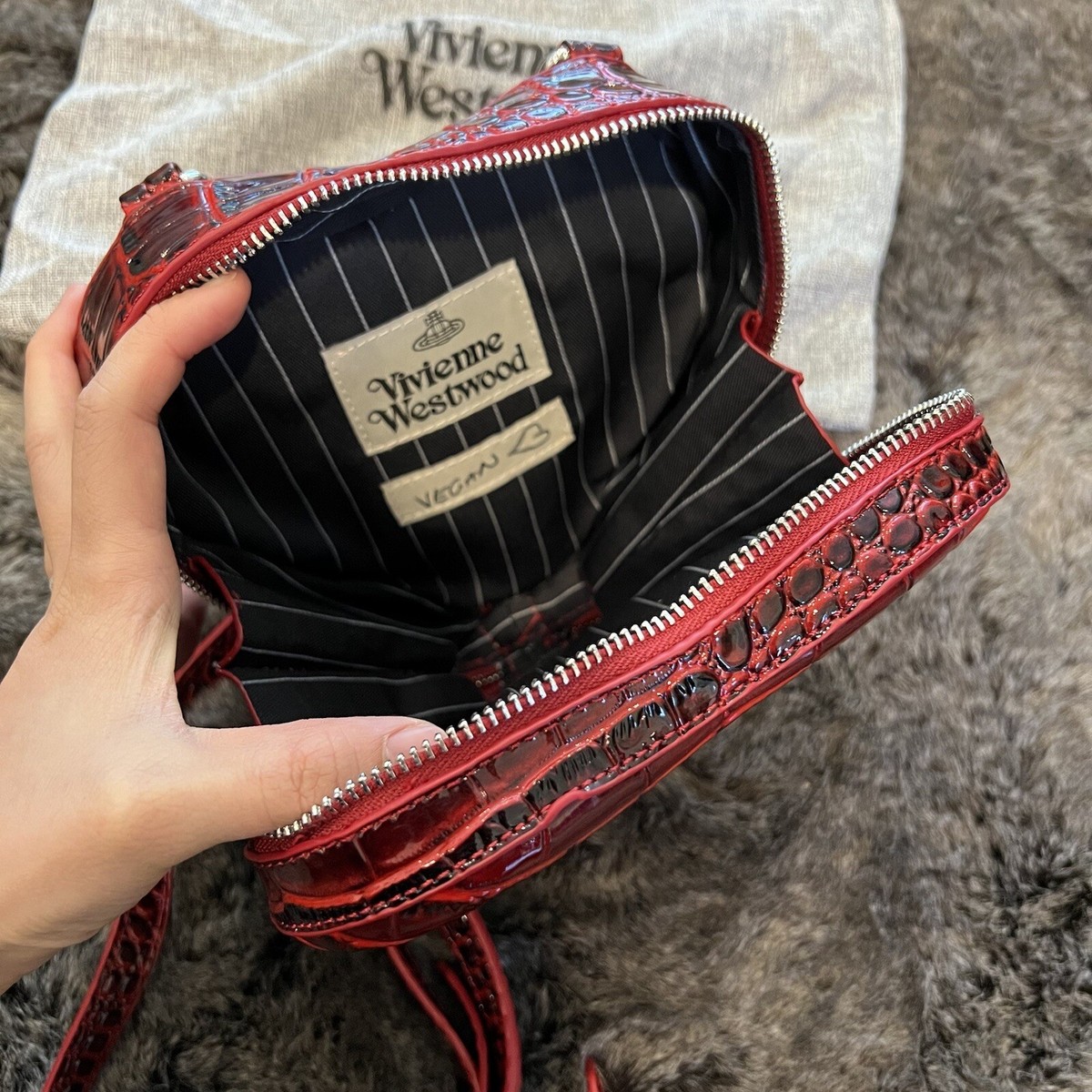 US SELLER* Vivienne Westwood Burgundy Heart Shaped Ella