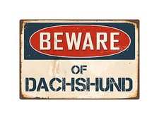 Beware Of Dachshund 8" x 12" Vintage Aluminum Retro Metal Sign VS133