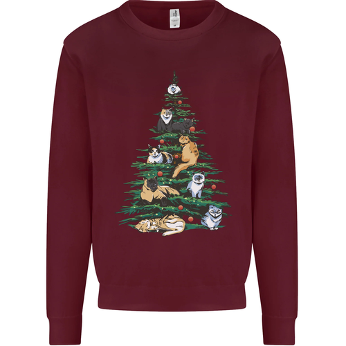 Cat Christmas Tree Kids Sweatshirt Jumper - Picture 5 of 87