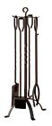 Five-Piece Fireplace Tool Set Modern Accessories with Stand for Indoor Use