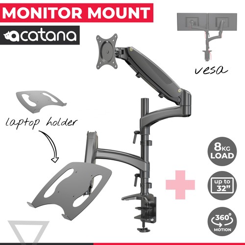 Desk Dual Monitor Mount 2 Arm Stand + 