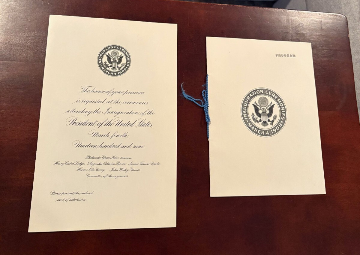 S L1200 1909 william taft inauguration ceremonies invitation & program & souvenir