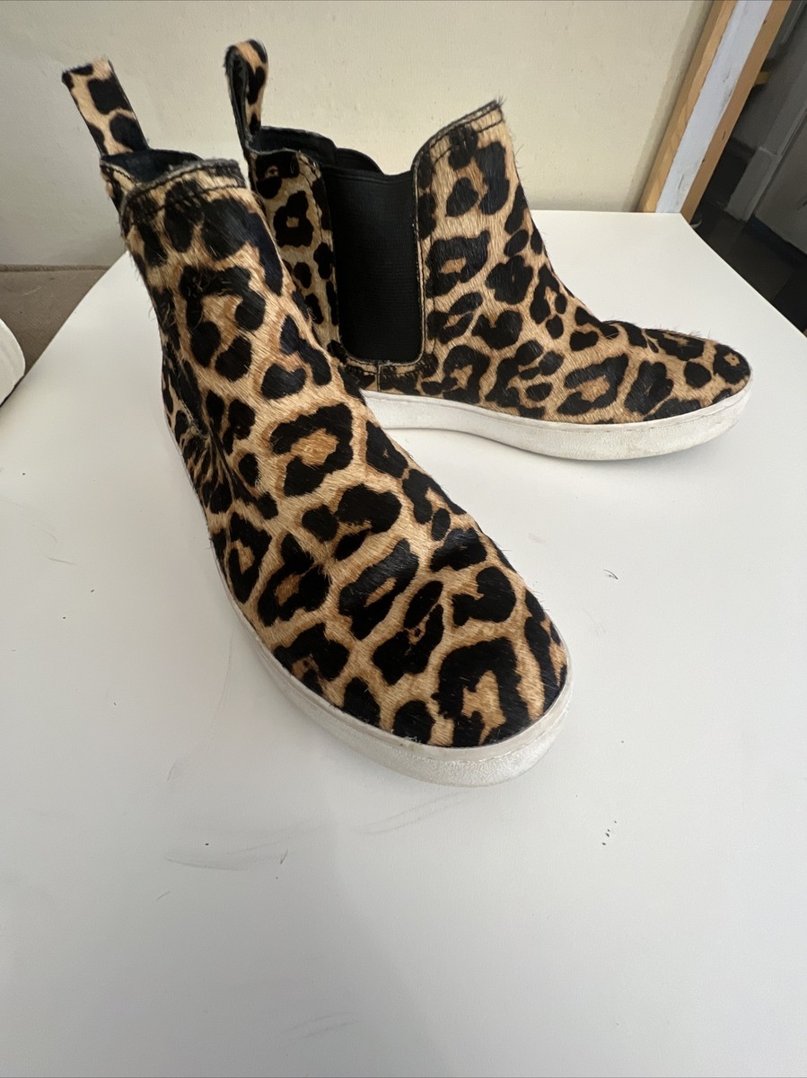 Michael Kors Leopard Print Calf Hair Slip On Casual Sneakers hi top Womens  Sz
