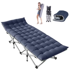 H&ZT Folding Camping Cot Sleeping Cot Carry Bag Double Sides Color Mattress