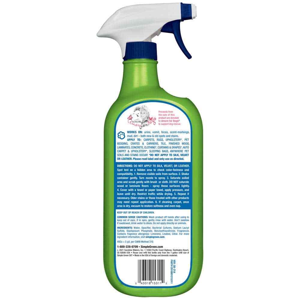 32 Oz. Cat Pet Stain And Odor Remover Enzyme Cleaner Vomit Green eBay
