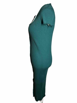 zara green ribbed dress Green Ribbed Midi Dress