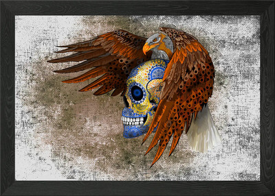Adler Schädel gerahmtes Wandbild Poster Leinwanddruck Bild