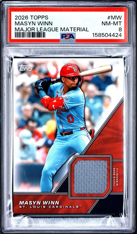 Masyn Winn - 2026 Topps S1 - Major League Material - Player Worn Patch - PSA 8