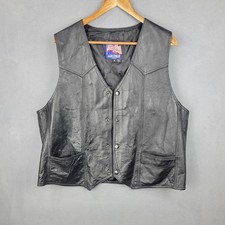 USA Leather Motorcycles Biker Vest Mens XL Black Classic Genuine Western
