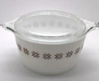 VNTG Pyrex Town & Country Brown On White 1Qt Covered Casserole Dish #473 w/Lid
