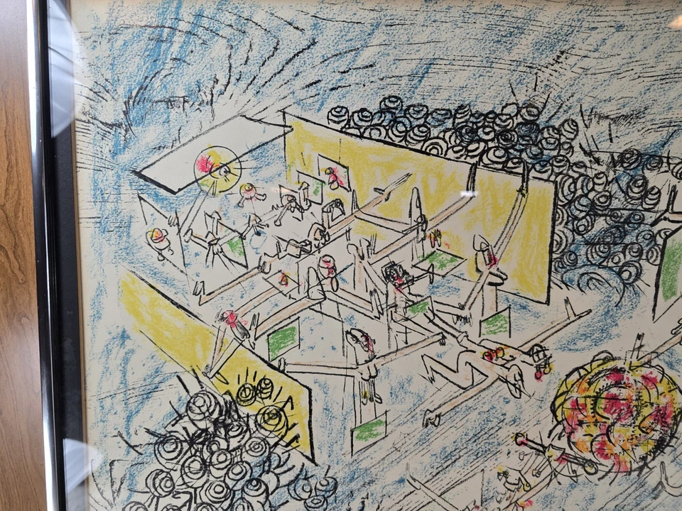 Litografía firmada por Roberto Matta 86/120 surrealista de mediados de siglo abstracta moderna Foto 3 de 4