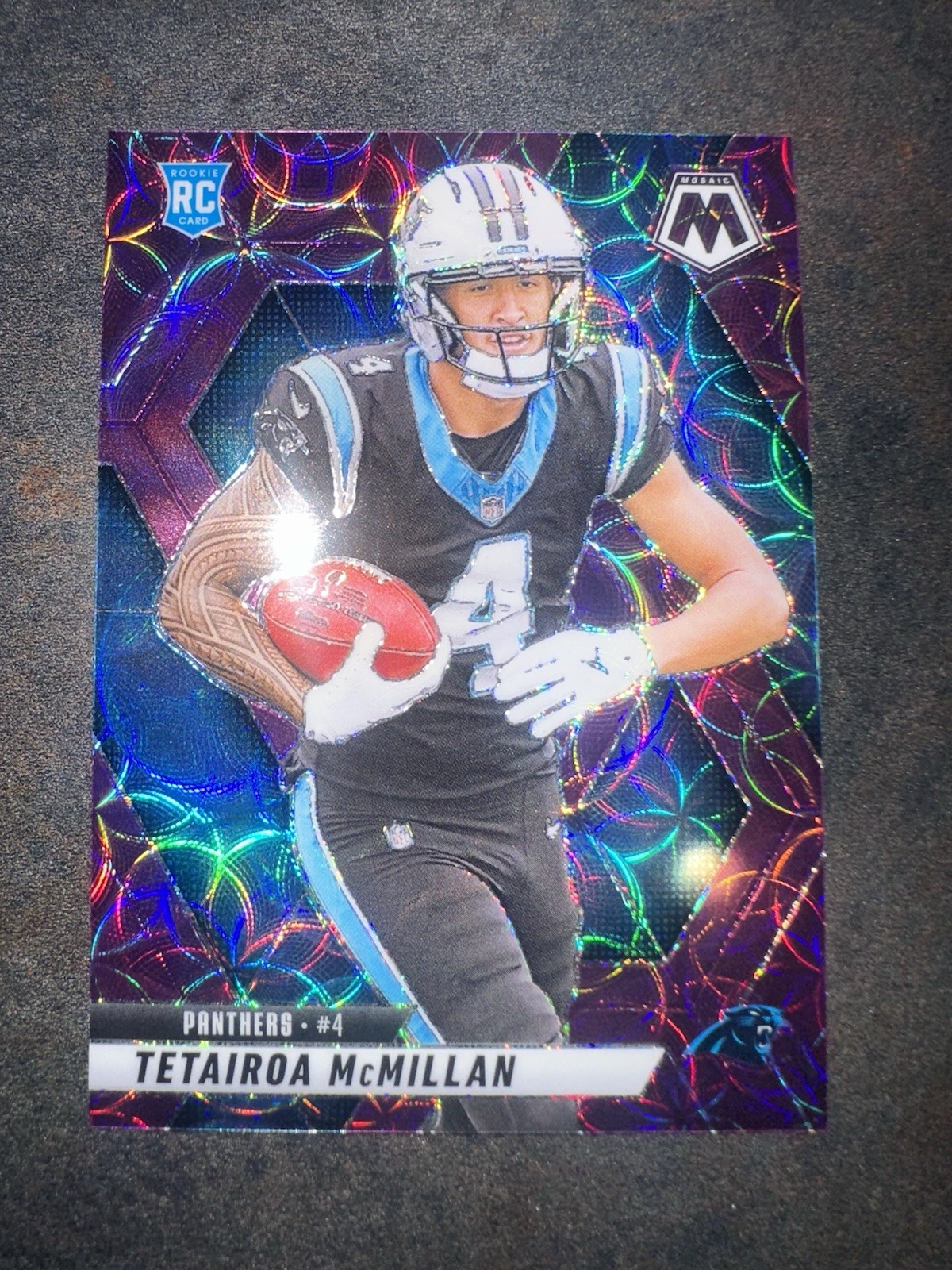 2025 Panini Mosaic Purple Scope Tetairoa McMillan No. 309 (RC)