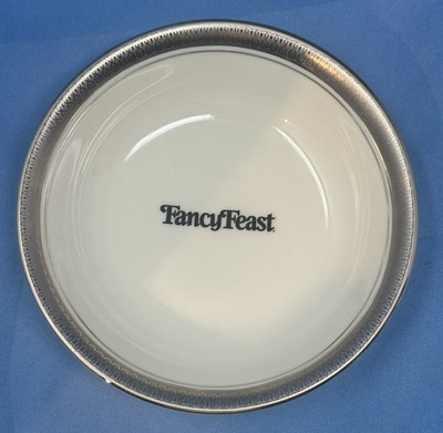 Purina FANCYFEAST cat food 20th anniversary bowl Pickard China platinum trim 5''