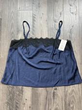 A New Day Women's Blue/Black Lace Camisole Tank Top XXL Adjustable Strap