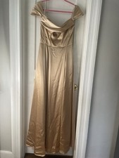 Glaina Signature Davids Bridal Gown Off The Shoulder Size 6 SAND COLOR bridemaid