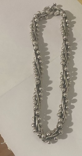 Taxco Mexico Sterling Silver DNA Link Peppercorn Necklace 163G. BEAUTIFUL PIECE - Picture 3 of 12