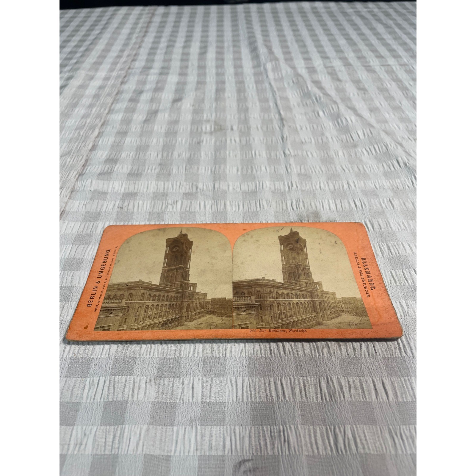Antique Berlin Stereoview Card Das Rathaus Nordseite Christmann Germany Photo