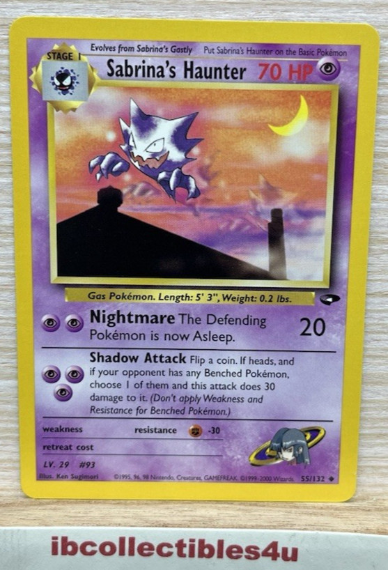 Sabrina's Haunter 55/132 Gym Challenge Regular Uncommon 1999 WOTC Pokemon TCG NM