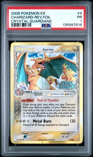 PSA 1 Charizard 4/100 Crystal Guardians STAMPED Reverse Holo Rare Pokemon Card
