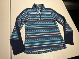 Kerrits Shirt Kids Large Fail Isle Fleece Tech Top 1/4 Zipper Pullover Poly