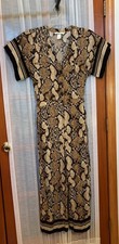H M Tan Camel Snakeskin Print V-neck Wrap Jumpsuit 4 S Wide Leg Flowy Comfy