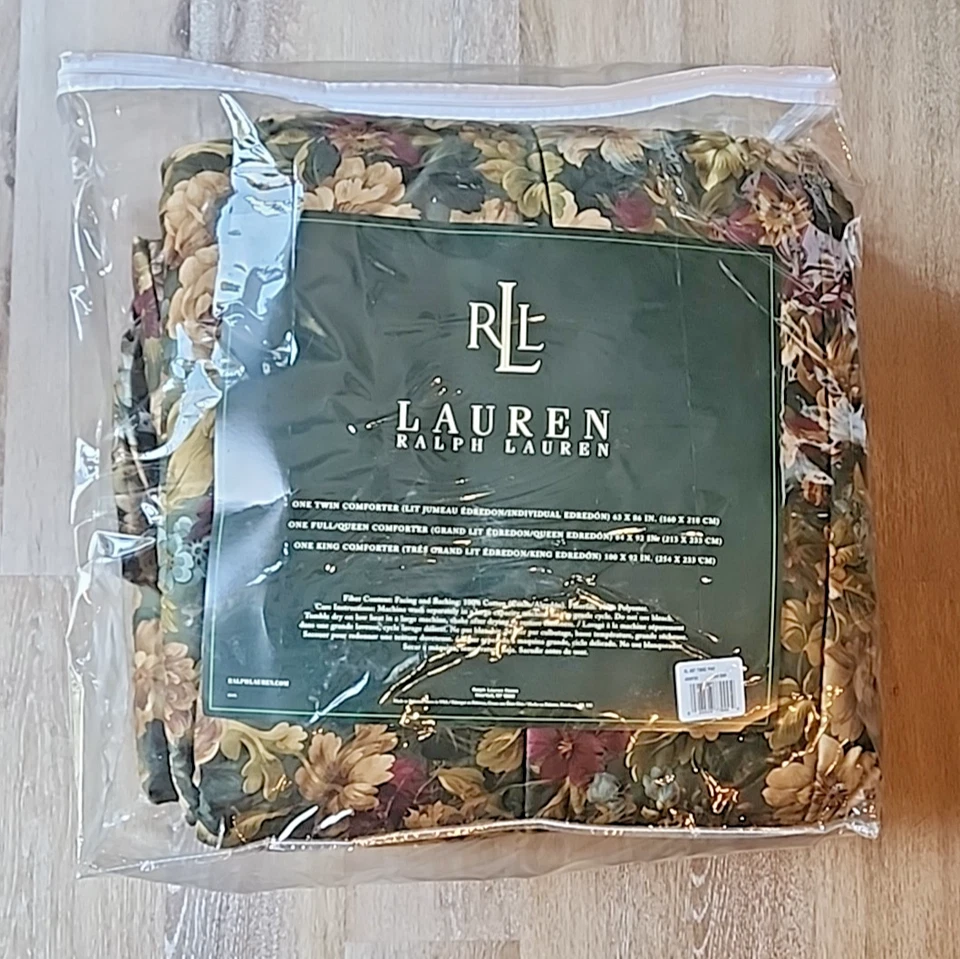 Edredón Ralph Lauren Edgefield Satén Floral Doble Verde Oscuro Tostado Borgoña Foto 3 de 4