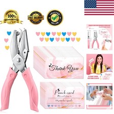 Durable Stainless Steel Manual Punch Card Kit with 100 Colorful Reward Cards