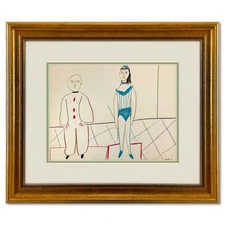 Pablo Picasso (1881-1973), "La Comedie Humaine 30.1.54-I" Framed Vintage Lithogr