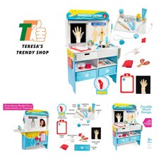 Get Well Doctor Wooden Activity Center- Kids Pretend Play Medical Playset wit...