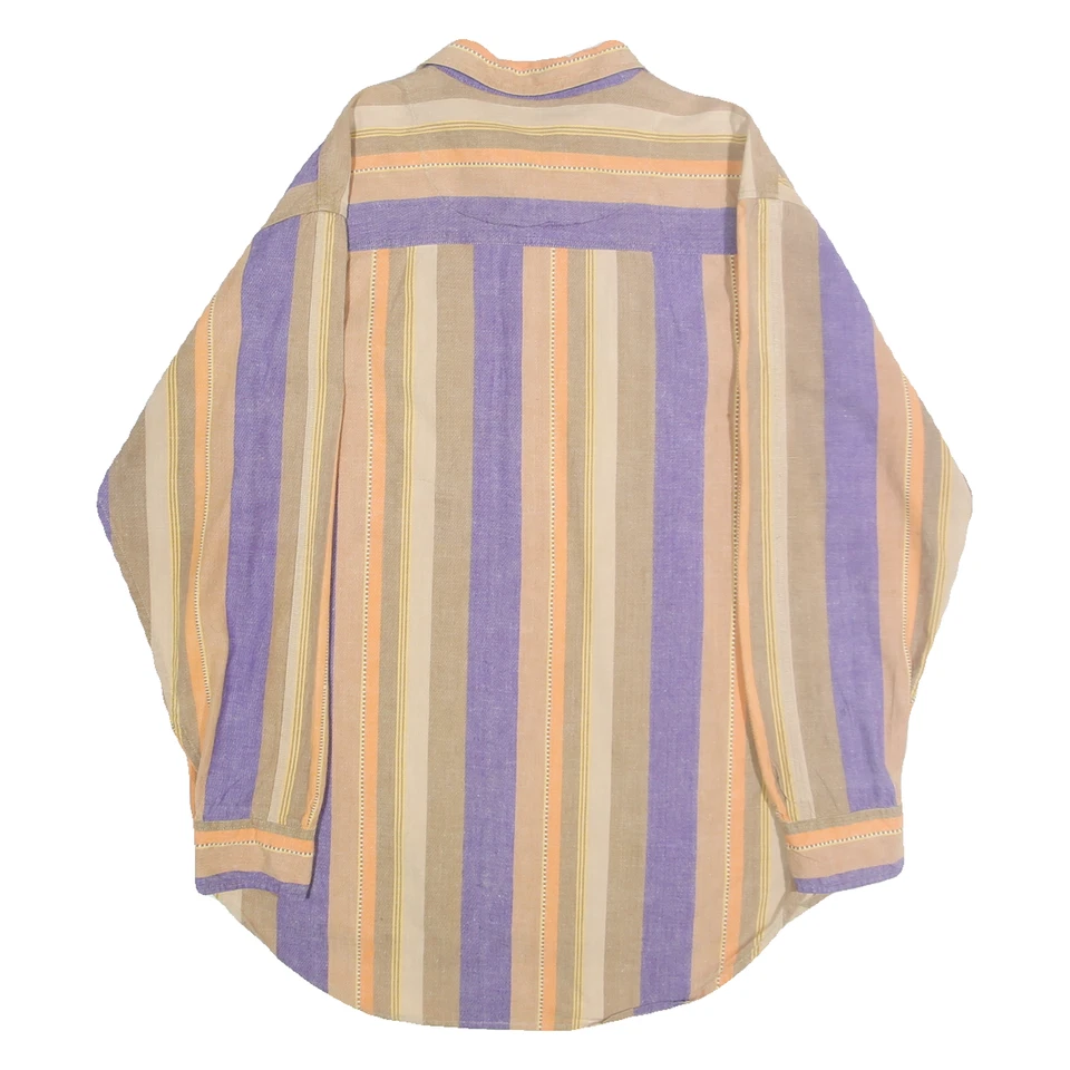 WRANGLER Mens Purple & Beige Striped Shirt L Cotton Casual Long Sleeve - Image 3 of 4