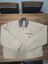 Vintage Men's Carhartt J97 SDL Detroit Jacket Canvas Blanket Lined Large USA