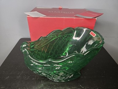 Huge 5.75 LB Vintage Marquis by Waterford Crystal Sleigh Dish Green w Box/Tags